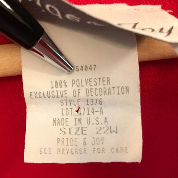 Pride & Joy 70s Geometric Blazer: Vintage Red Jacket Gold Dots, Plus Size 22W - Picture 6 of 9